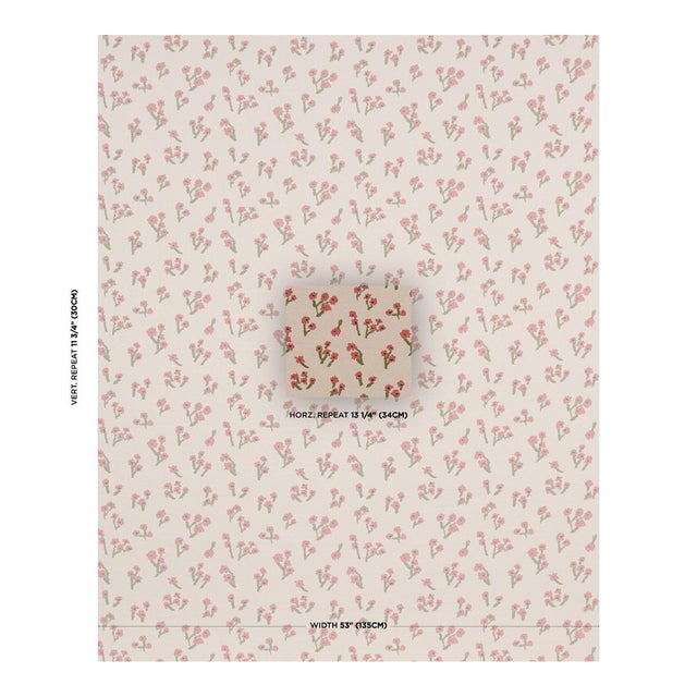 SAMPLE - Schumacher X Caroline Z Hurley Rosie Posy Woven Fabric In Red For Sale