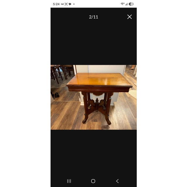 Early 20th Century Walnut Victorian Eastlake Parlor Table With Carved Details For Sale - Image 4 of 6