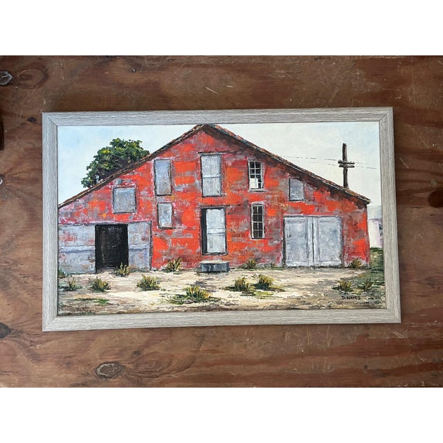 Framed D. Hayes Barn Landscape Painting For Sale - Image 17 of 17