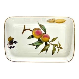 Vintage New Old Stock New in Box Royal Worcester Oven to Tableware Evesham Gold Rectangular Porcelain Buffet Dish - Signed For Sale