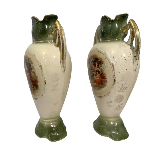 Victorian Antique Edwardian Wild & Adams 3-Piece Mantel Garniture Set - 1910s For Sale - Image 3 of 9