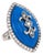 Miriam Salat Navy Blue Resin, Sterling Silver & White Topaz Ring, Size 7 For Sale