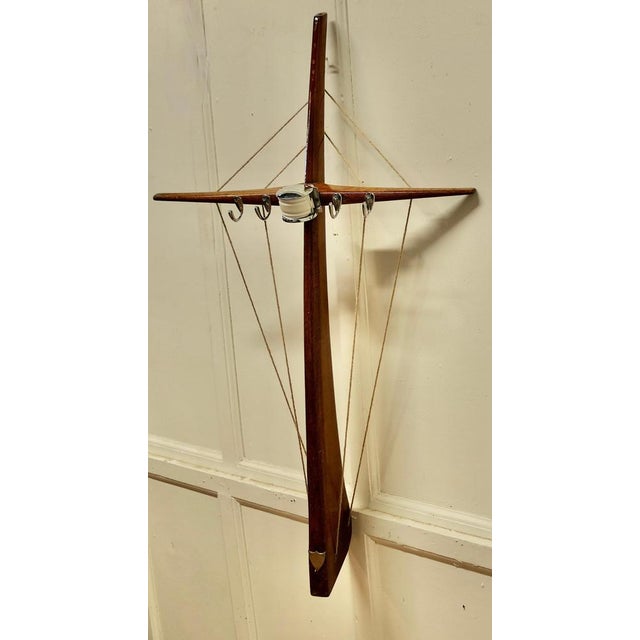 Brown Wall Hat and Coat Rack with Nautical Theme, 1960s For Sale - Image 8 of 10