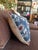 Custom made indigo block print XL lumbar pillow with linen backing. Perfect size for a queen or king bed! Sean Leffers fabric