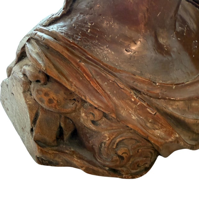 17th Century 17th Century Continental Carved Wood Portrait Bust of a Woman For Sale - Image 5 of 6