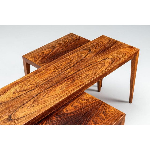 Large Nesting Tables in Santos Rosewood by Severin Hansen for Haslev, Denmark, 1960, Set of 3 For Sale - Image 7 of 13