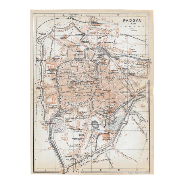 Map of Padova Italy 1928 For Sale