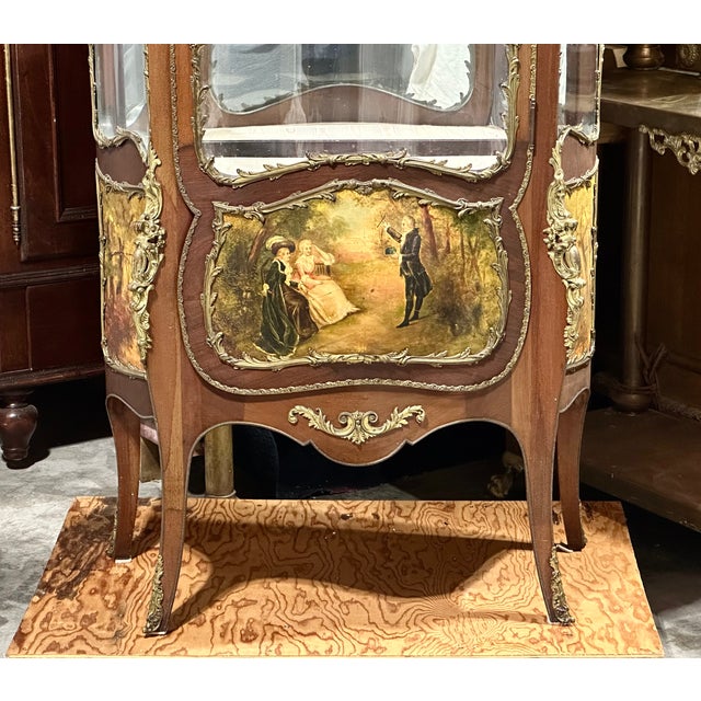 Antique Vernis Martin Vitrine With Hand-Painted Secnes and Ormolu Mounts For Sale - Image 13 of 17