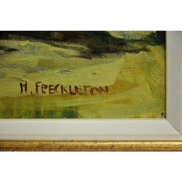 Harry Freckleton, Children with Their Pony in the Stableyard, 1960s, Oil on Canvas For Sale - Image 3 of 18