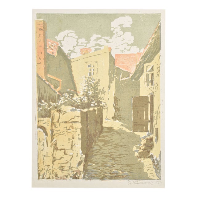 Albert Goltjakov, Quiet Little Street, 1959, Monotype For Sale