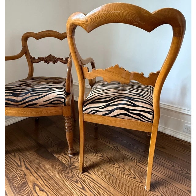 Early 19th Century Antique Karl Johan Biedermeier Style Tiger Print Arm Chairs - A Pair For Sale - Image 5 of 12