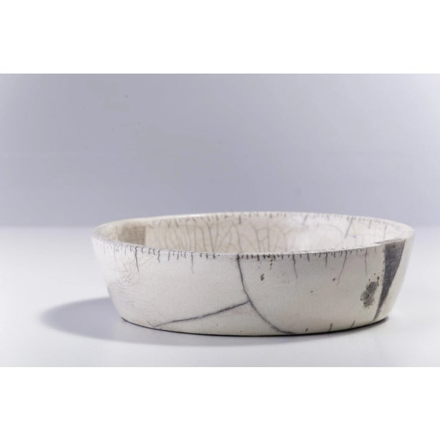 Ceramic White Crackle Fringe Chawan Raku Ceramic Vase from Laab Milano For Sale - Image 7 of 8