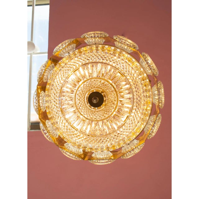 Mid-Century Modern Crystal and Brass Ceiling Lamp attributed Carl Fagerlund, 1960s For Sale - Image 3 of 9