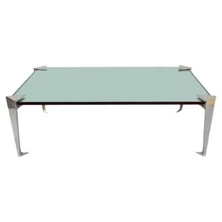 Aluminium and Mirrored Coffee Table, 1980s For Sale
