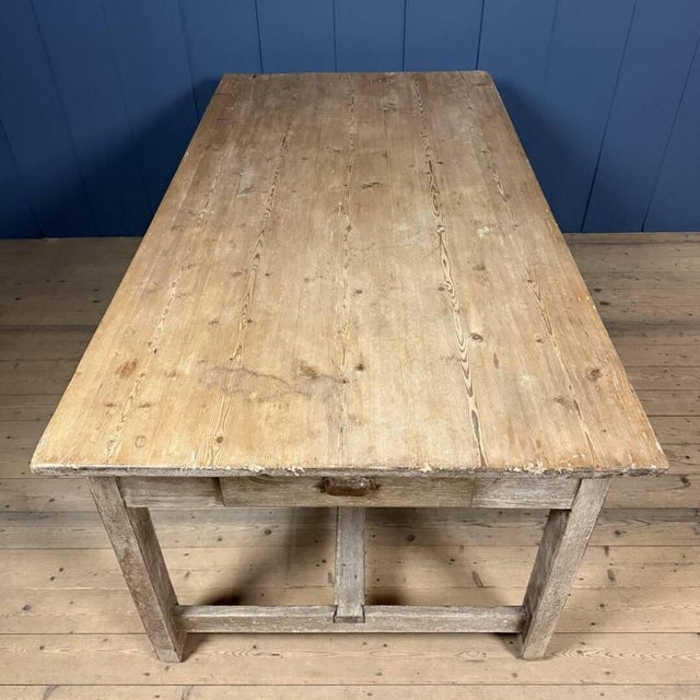 French Farmhouse Dining Table with Pine Top and Oak Base For Sale - Image 12 of 18