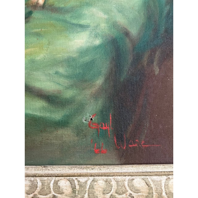Mid-Century Modern Mid Century Modern Portrait of Boy With Cat, Signed & Dated 1966 For Sale - Image 3 of 5
