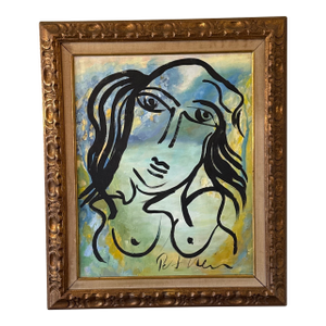 Peter Keil Mid Century Oil Painting of Abstract Figure
