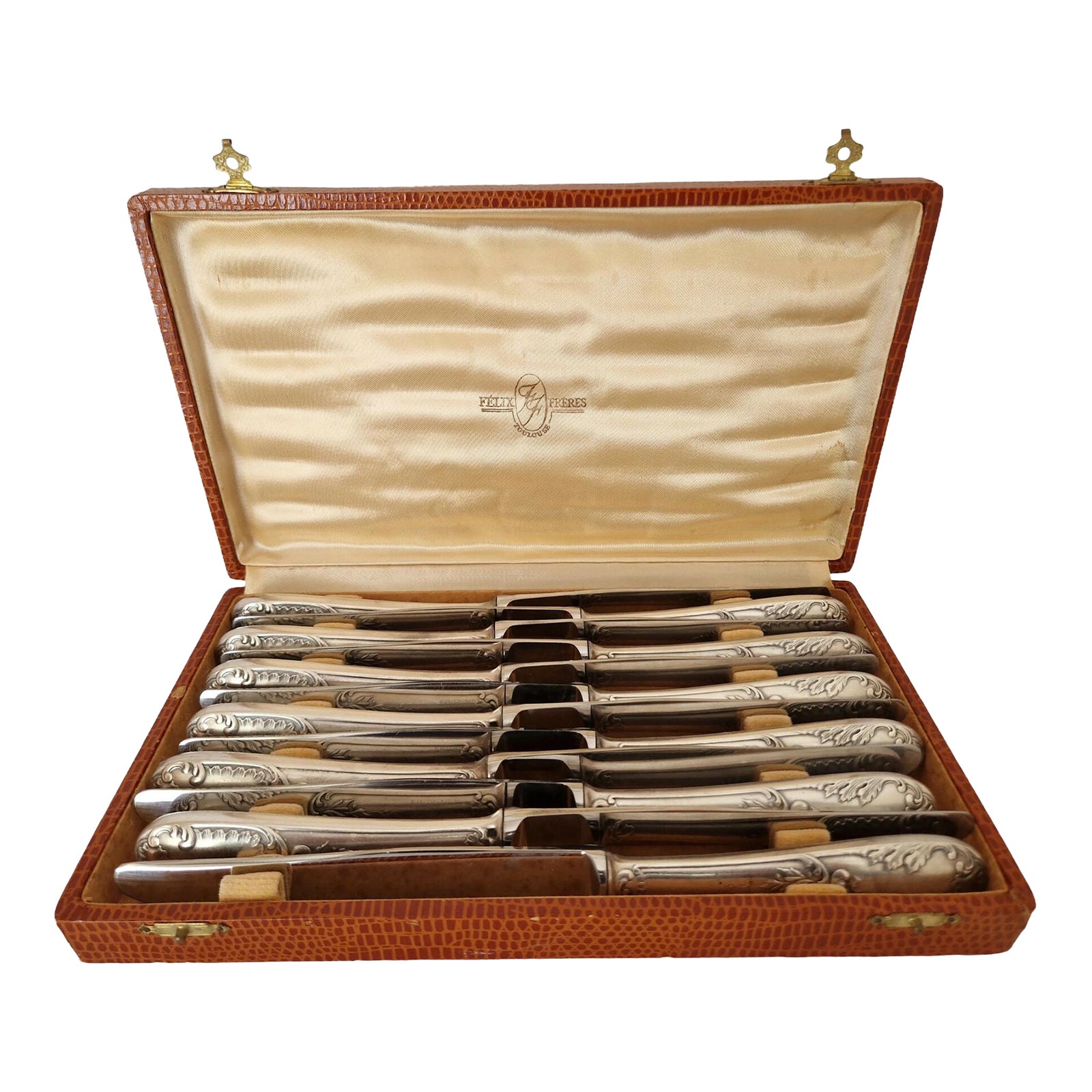 1950s French Silverplate Dinner Knives, Boxed Set of 12 in Louis XVI ...