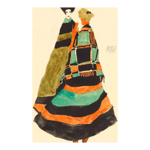 Egon Schiele Two Women in Striped Costumes Giclee Limited Edition