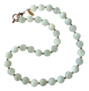 Vintage Jade Beaded Necklace With Gold Tone Clasp Designed by by Matthew Izzo