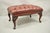Vintage English Chesterfield Queen Anne Style Brown Leather Tufted Ottoman Footstool. Item features shell carved knees,...