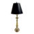 Vintage Hollywood Regency Antique Brass Candlestick Table Lamp With Black Shade For Sale