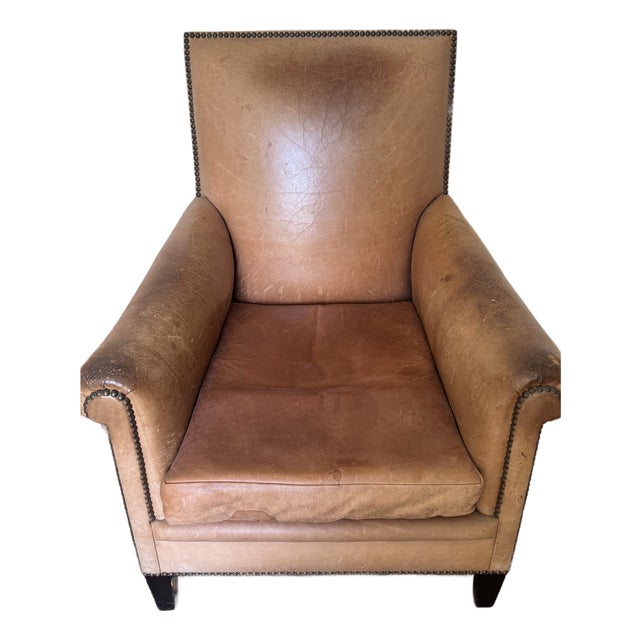 Quatrain Reproduction 1940s Leather Chair Owned by Craig Wright and Featured in Architectural Digest For Sale
