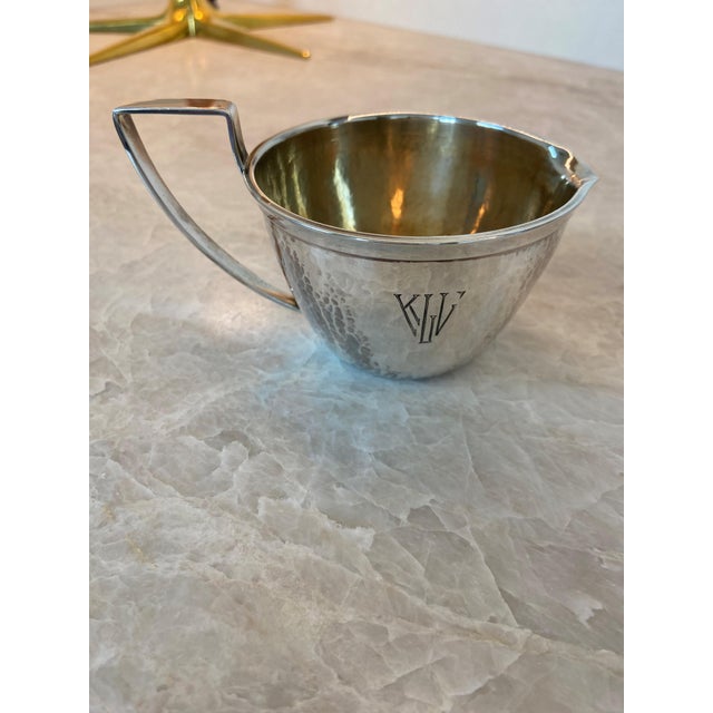 Silver Whiting Arts and Crafts Hand-Hammered Sterling Silver Teapot, Creamer and Sugar, 18 Oz. For Sale - Image 8 of 13