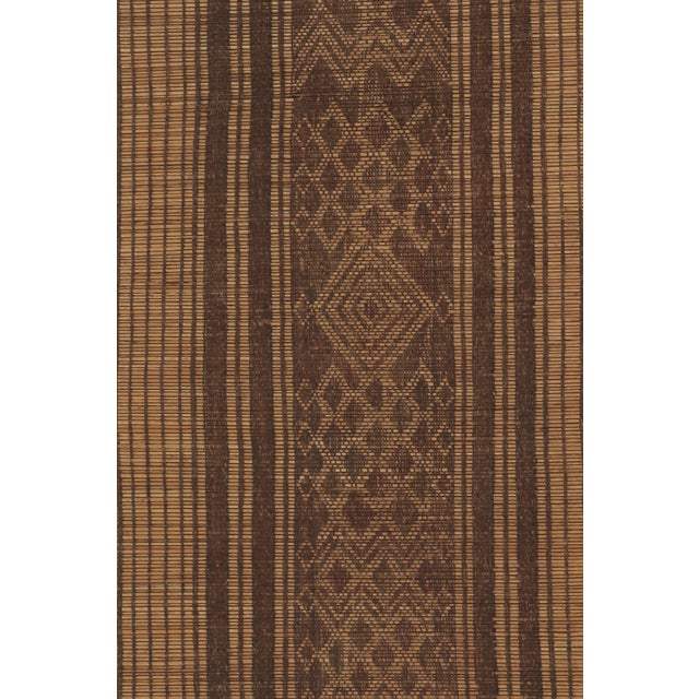 Textile Title: Square Vintage Tuareg Mat, Brown With Tribal Geometric Patterns - Rug & Kilim For Sale - Image 7 of 10