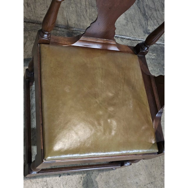 Late 20th Century Late 20th Century Kittinger Colonial Williamsburg Mahogany Corner Chair Leather Seat Cw 136 For Sale - Image 5 of 10