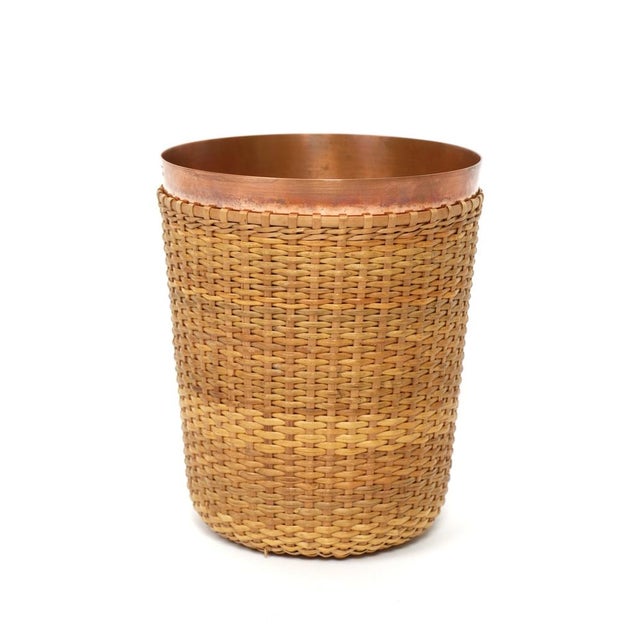 Mid-Century Modern Copper and Wicker Basket by Carl Auböck for Werkstätte Carl Auböck, Austria, 1950s For Sale - Image 12 of 18