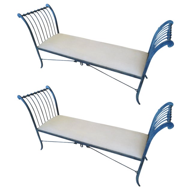Neoclassical Iron Window Benches by Niermann Weeks - a Pair For Sale