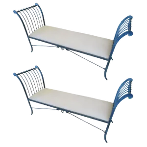Neoclassical Iron Window Benches by Niermann Weeks - a Pair