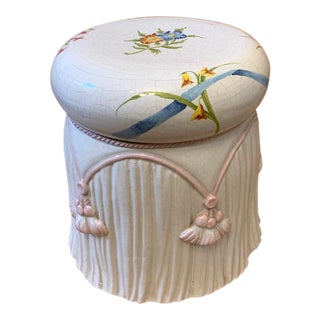 Vintage Italian Tassel Ceramic Garden Stool For Sale
