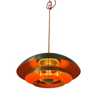 Danish Gold Orange Slatted Lamp For Sale