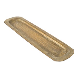 Roycroft Arts & Crafts Brass Finished Hammered Copper Pen Tray For Sale