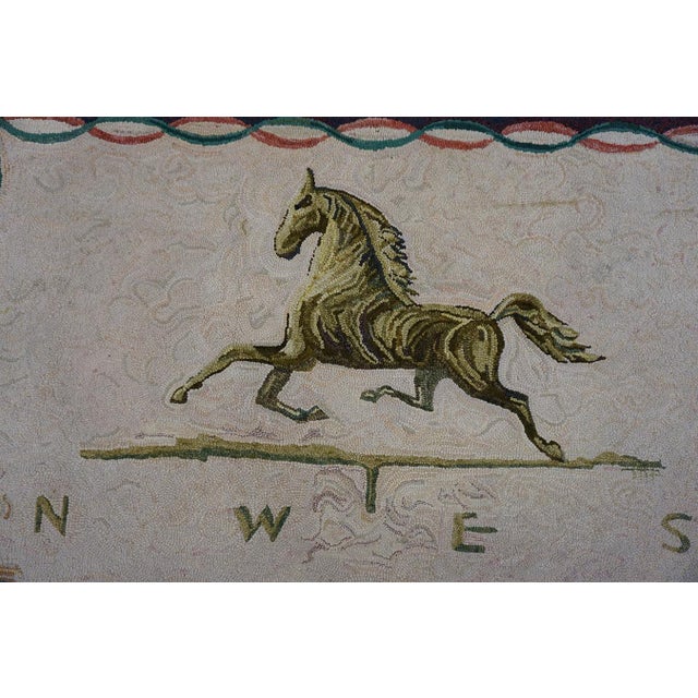 Vintage American Hooked Knotted Rug, Circa Date: 1950s. This exceptional example of an American hooked rug captures the...