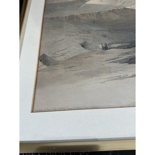 Late 19th Century Large Hand-Colored David Roberts r.a. Lithograph – Entrance to the Tombs of the Kings of Thebes – Framed Egyptian Grand Tour Print For Sale - Image 4 of 10
