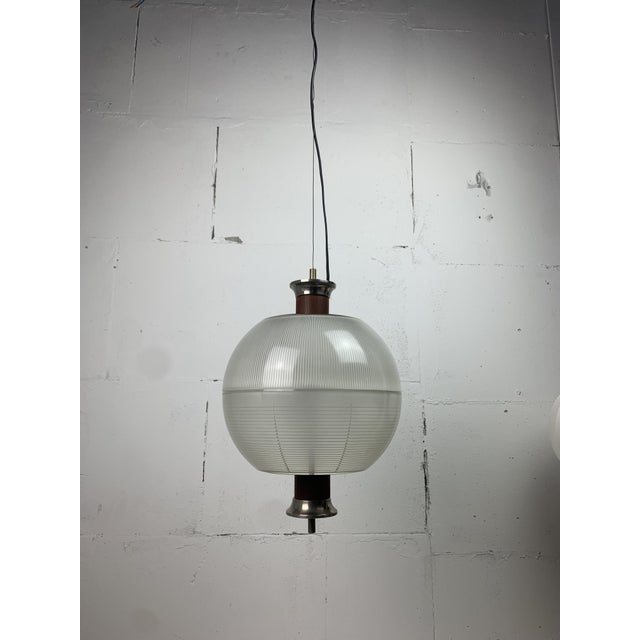 Midcentury Modern Teak and Holophane Sphere Globe Pendant by Sergio Mazza, 1960s For Sale - Image 17 of 18