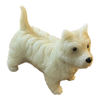 Carved Hardstone Dog Figure of a West Highland Terrier For Sale