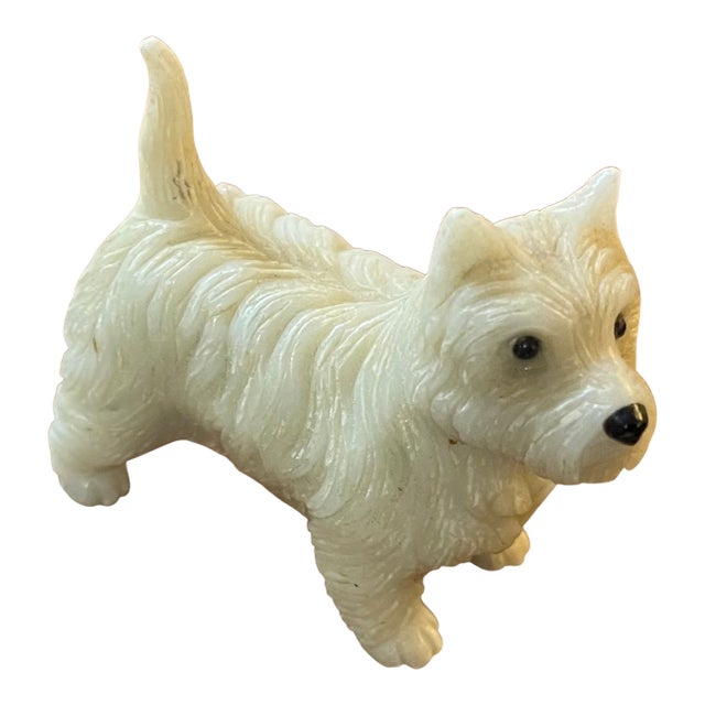 Carved Hardstone Dog Figure of a West Highland Terrier For Sale
