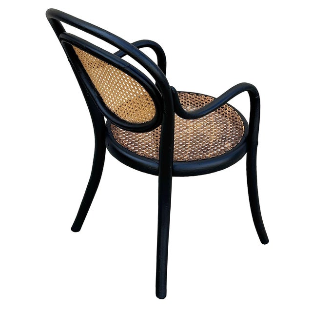 1900 - 1909 Early 20th Century Children Size Vienna Secession Bent Oak & Cane Bistro Armchair Attributed to Thonet No.016 For Sale - Image 5 of 6