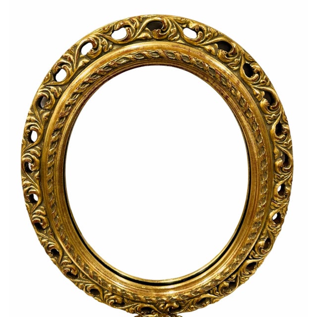 Mid-Century Modern Carved Gilt Wood and Gesso Oval Mirrors - a Pair For Sale - Image 3 of 6