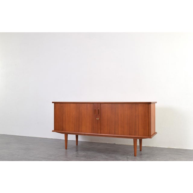Brown Mid-Century Modern Danish Teak Tambour Sideboard, 1960s For Sale - Image 8 of 13