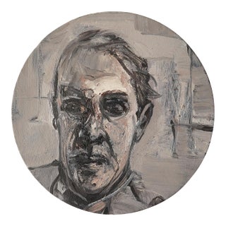 Late 20th Century Original Circle Portrait Painting For Sale