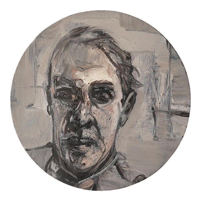 Late 20th Century Original Circle Portrait Painting For Sale