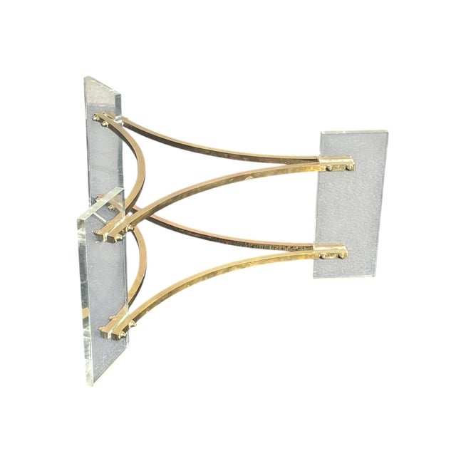 Mid-Century Modern MCM Charles Hollis Jones Style Lucite & Brass Coffee Table Base For Sale - Image 3 of 7