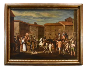 Workshop of Michelangelo Cerquozzi, Carnevale a Roma in Piazza Navona, 1650, Oil on Canvas
