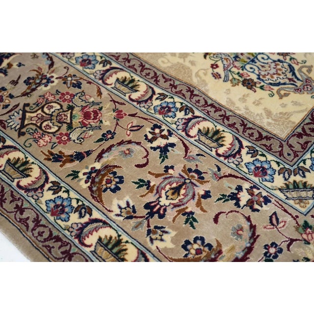 19th Century Extremely Fine Persian Isfahan Wool and Silk Rug 5'1'' X 7'6'' For Sale - Image 5 of 11