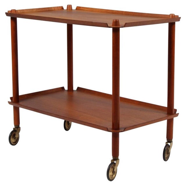 Brown Teak Bar Cart by Poul Hundevad, Denmark, 1960s For Sale - Image 8 of 8